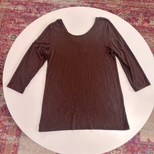 Anthropologie Dolman Brown 3/4 Sleeve Scoop Neck Top